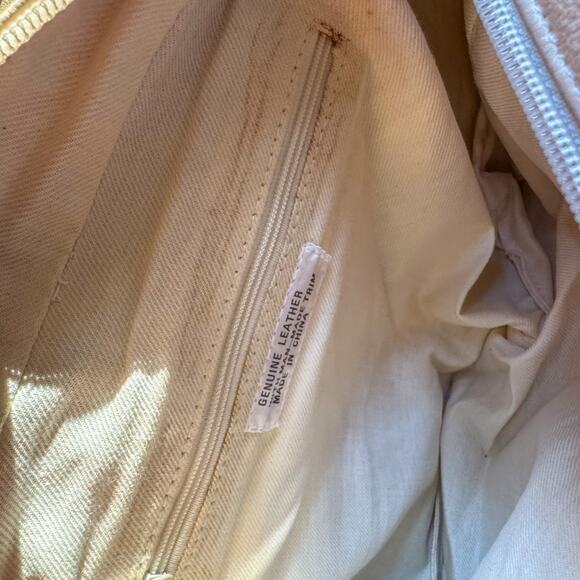 Genuine Leather Tassel Crossbody Bag | Taupe Gray Minimalist Satchel - Picture 2 of 7